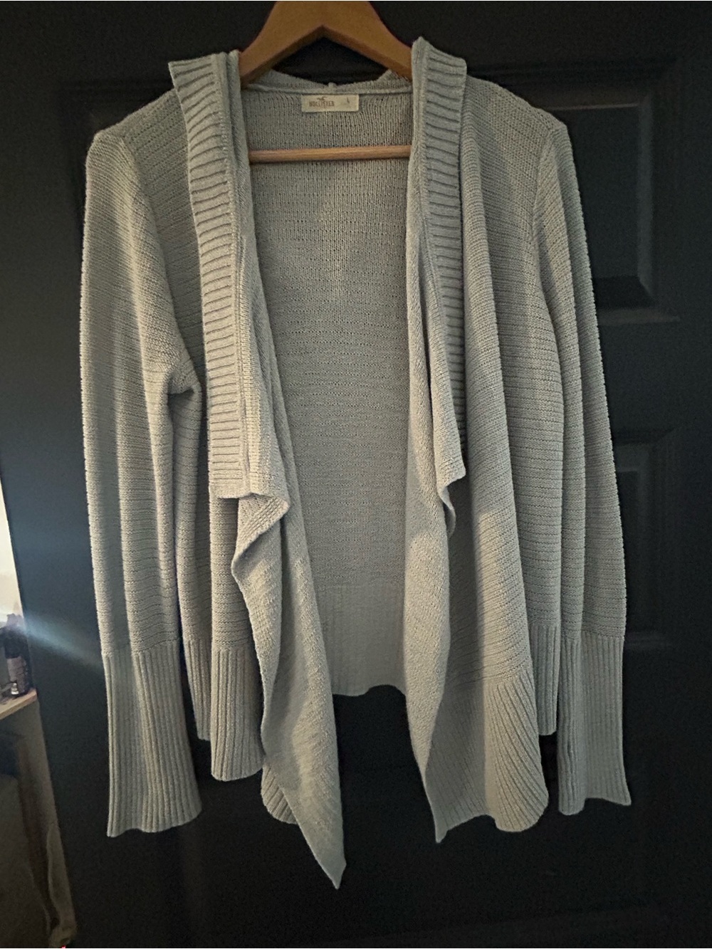 Hollister Light Gray Open-Front Draped Cardigan